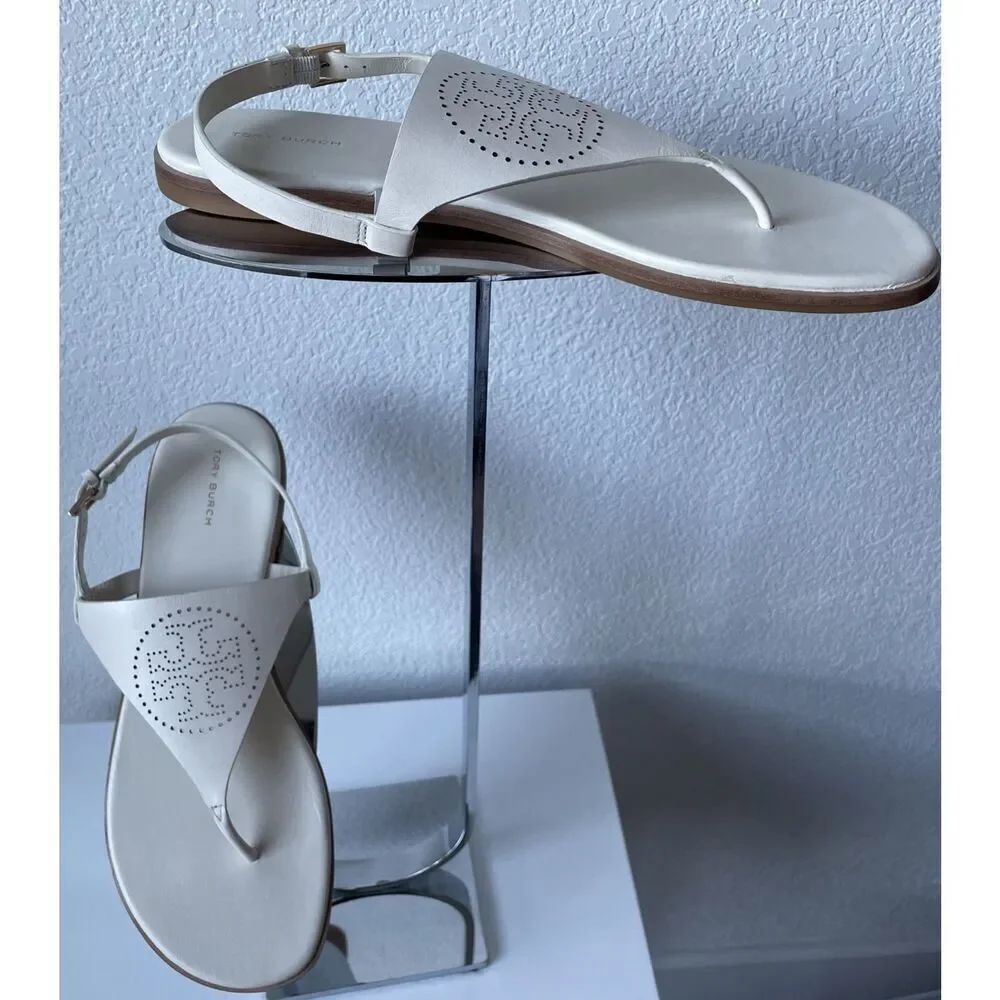 New Tory Burch Capri T Strap Perforated Logo Thong Flip Flop Sandal Size 10.5 $2 - Picture 5 of 8
